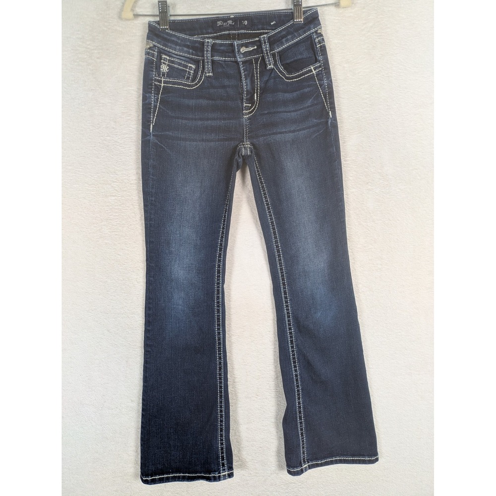 Miss Me Bootcut Jeans Girl's Size 10 Dark Wash Wing Sequin Embellished Mid-Rise